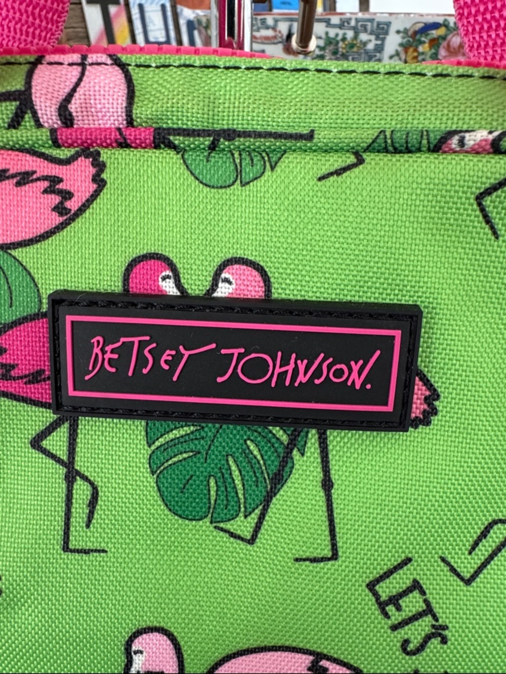 5/$20 Betsey Johnson “Let’s Flamingo” insulated lunch tote, GUC - Picture 2 of 9